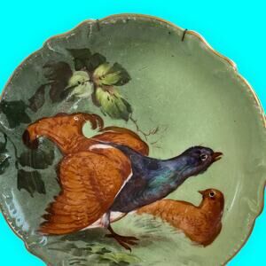 Antique Limoges Plate or Plaque signed LS&S Limoges France Pheasants